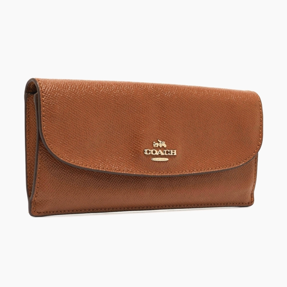 Coach Brown Leather Flap Continental Wallet